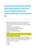 Missouri Occupational Safety Specialist &NewLine;Exam Practice Questions And Correct &NewLine;Answers &lpar;Verified Answers&rpar; Plus &NewLine;Rationale 2026 Q&A&vert; Instant Download &NewLine;Pdf 