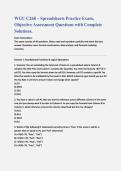 WGU C268 &ndash; Spreadsheets Practice Exam&comma; Objective Assessment Questions with Complete Solutions