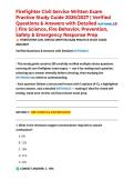 Firefighter Civil Service Written Exam Practice Study Guide 2026&sol;2027 &vert; Verified Questions & Answers with Detailed Rationales &vert; Fire Science&comma; Fire Behavior&comma; Prevention&comma; Safety & Emergency Response Prep