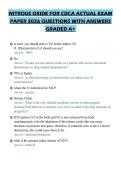 NITROUS OXIDE FOR CDCA ACTUAL EXAM&NewLine;PAPER 2026 QUESTIONS WITH ANSWERS&NewLine;GRADED A&plus;