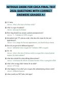 NITROUS OXIDE FOR CDCA FINAL TEST&NewLine;2026 QUESTIONS WITH CORRECT&NewLine;ANSWERS GRADED A&plus;