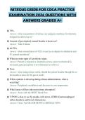 NITROUS OXIDE FOR CDCA PRACTICE&NewLine;EXAMINATION 2026 QUESTIONS WITH&NewLine;ANSWERS GRADED A&plus;