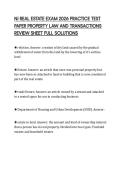 NJ REAL ESTATE EXAM 2026 PRACTICE TEST &NewLine;PAPER PROPERTY LAW AND TRANSACTIONS &NewLine;REVIEW SHEET FULL SOLUTIONS