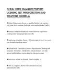 NJ REAL ESTATE EXAM 2026 PROPERTY &NewLine;LICENSING TEST PAPER QUESTIONS AND &NewLine;SOLUTIONS GRADED A&plus;