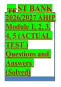 Test bank of AHEIP F ST BANK 2026&sol;2027 AHIP Module 1&comma; 2&comma; 3&comma; 4&comma; 5 &lpar;ACTUAL TEST &rpar; Questions and Answers &lpar;Solved&rpar;