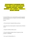 ACHE BOARD OF GOVERNORS &lpar;BOG&rpar; EXAM &vert; FINAL EXAM QUESTIONS AND ANSWERS 2025&sol;2026 &vert; VERIFIED ANSWERS &vert; 100&percnt; CORRECT &vert; GRADE A&plus; &vert; RECENT VERSION