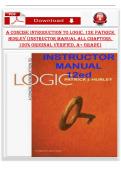 Instructor Manual for A Concise Introduction to Logic&comma; 12th Edition &ndash; Patrick J&period; Hurley &lpar;All Chapters&comma; Verified&comma; A&plus; Grade&rpar;