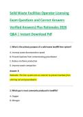Solid Waste Facilities Operator Licensing &NewLine;Exam Questions and Correct Answers &NewLine;Verified Answers&rpar; Plus Rationales 2026 &NewLine;Q&A &vert; Instant Download Pdf