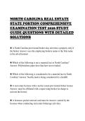 NORTH CAROLINA REAL ESTATE &NewLine;STATE PORTION COMPREHENSIVE &NewLine;EXAMINATION TEST 2026 STUDY &NewLine;GUIDE QUESTIONS WITH DETAILED &NewLine;SOLUTIONS