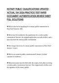 NOTARY PUBLIC QUALIFICATIONS UPDATED &NewLine;ACTUAL 154 2026 PRACTICE TEST PAPER &NewLine;DOCUMENT AUTHENTICATION REVIEW SHEET &NewLine;FULL SOLUTIONS 