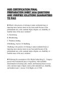 HUD CERTIFICATION ACTUAL TEST PAPER&NewLine;2026 QUESTIONS WITH VERIFIED&NewLine;ANSWERS GRADED A&plus;