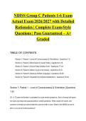 NIHSS Group C Patients 1-6 Exam Actual Exam 2026&sol;2027 with Detailed Rationales &vert; Complete Exam-Style Questions &vert; Pass Guaranteed &ndash; A&plus; Graded&NewLine;&NewLine;