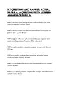 ICT QUESTIONS AND ANSWERS&NewLine;COMPREHENSIVE REVIEW 2026 FULL&NewLine;QUESTIONS AND VERIFIED ANSWERS