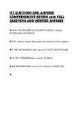 ICT QUESTIONS AND ANSWERS ACTUAL&NewLine;PAPER 2026 QUESTIONS WITH VERIFIED&NewLine;ANSWERS GRADED A&plus;