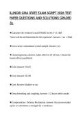 ILLINOIS CNA STATE FINAL PAPER 2026 TESTED&NewLine;QUESTIONS WITH FULL SOLUTION GRADED&NewLine;A&plus;