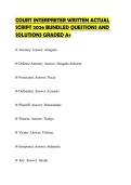 COURT INTERPRETER WRITTEN ACTUAL&NewLine;SCRIPT 2026 BUNDLED QUESTIONS AND&NewLine;SOLUTIONS GRADED A&plus;