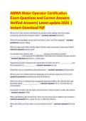 AWWA Water Operator Certification &NewLine;Exam Questions and Correct Answers &NewLine;Verified Answers&rpar; Latest update 2026  &vert; &NewLine;Instant Download 
