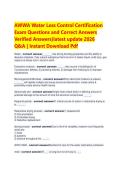 AWWA Water Loss Control Certification &NewLine;Exam Questions and Correct Answers &NewLine;Verified Answers&rpar;latest update 2026 &NewLine;Q&A &vert; Instant Download Pdf 