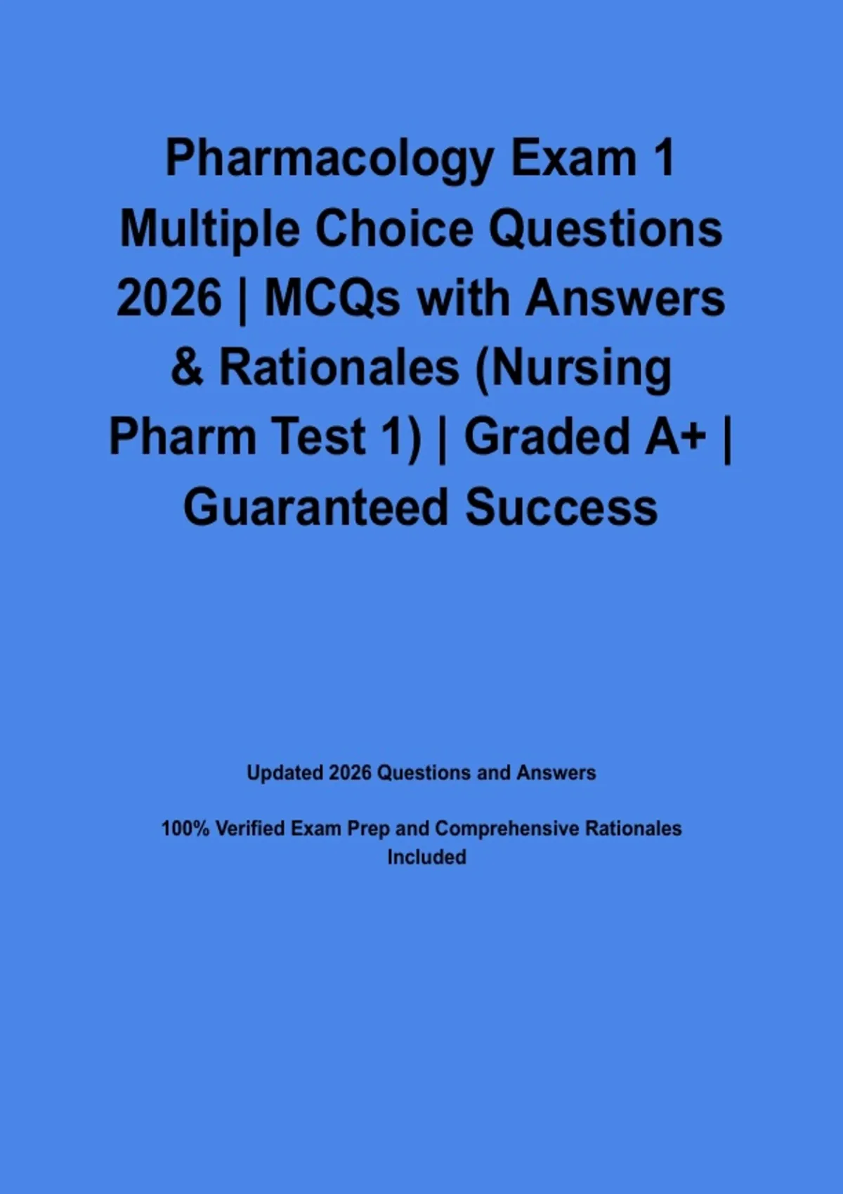 Pharmacology Exam 1 Multiple Choice Questions 2026 | MCQs with Answers ...