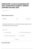 FIREFIGHTER 1 HAZMAT AWARENESS&sol;OPS QUIZ &vert; QUESTIONS & EXPERTLY VERIFIED ANSWERS FOR 2026 &vert; 2027&period;