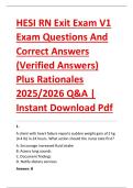 HESI RN Exit Exam V1 &NewLine;Exam Questions And &NewLine;Correct Answers &NewLine;&lpar;Verified Answers&rpar; &NewLine;Plus Rationales &NewLine;2025&sol;2026 Q&A &vert; &NewLine;Instant Download Pdf 