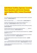  &NewLine;Solid Waste Facilities Operator Licensing &NewLine;Exam Questions and Correct Answers &NewLine;Latest Update 2026 &vert; Instant Download &NewLine;Pdf