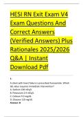 HESI RN Exit Exam V4 &NewLine;Exam Questions And &NewLine;Correct Answers &NewLine;&lpar;Verified Answers&rpar; Plus &NewLine;Rationales 2025&sol;2026 &NewLine;Q&A &vert; Instant &NewLine;Download Pdf 