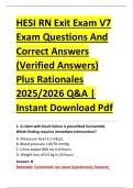 HESI RN Exit Exam V7 &NewLine;Exam Questions And &NewLine;Correct Answers &NewLine;&lpar;Verified Answers&rpar; &NewLine;Plus Rationales &NewLine;2025&sol;2026 Q&A &vert; &NewLine;Instant Download Pdf 