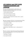 ATI CARDIAC 2026 TEST PAPER&NewLine;VERIFIED QUESTIONS AND&NewLine;ANSWERS&NewLine;