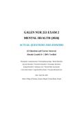 NUR 253 Mental Health Nursing &vert; Galen College of Nursing &vert; 2026 Exam 2 with 25 Questions and Verified Answers