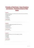 Principles of Real Estate 1 Exam Questions and Answers- Champions School of Real Estate