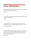 SCI 225 Final Exam Questions and Correct Answers - Nightingale College