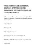 CPCU 540 EXAM 4 2026 COMMERCIAL&NewLine;INSURANCE OPERATIONS AND RISK&NewLine;MANAGEMENT TEST PAPER QUESTIONS AND&NewLine;SOLUTIONS GRADED A&plus;