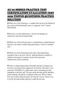 AU 60 MISSED PRACTICE TEST&NewLine;CERTIFICATION EVALUATION TEST&NewLine;2026 TESTED QUESTIONS PRACTICE&NewLine;SOLUTION