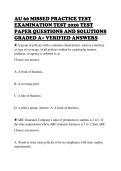 AU 60 MISSED PRACTICE TEST&NewLine;EXAMINATION TEST 2026 TEST&NewLine;PAPER QUESTIONS AND SOLUTIONS&NewLine;GRADED A&plus; VERIFIED ANSWERS&NewLine;