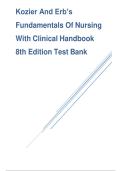 Kozier and Erb&rsquo;s Fundamentals of Nursing with Clinical Handbook 8th Edition Test Bank Updated Latest 2025&ndash;2026 Comprehensive Exam Prep Resource for Fundamental Nursing Mastery with Practice Questions&comma; Detailed Solutions&comma; and Real Exam Insights for Academi