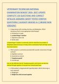 VETERINARY TECHNICIAN NATIONAL &NewLine;EXAMINATION NEWEST 2026- 2027 UPDATE &NewLine;COMPLETE 150 QUESTIONS AND CORRECT &NewLine;DETAILED ANSWERS &lpar;MOST TESTED VERIFIED &NewLine;QUESTIONS&rpar; &vert;ALREADY GRADED A&plus;&vert;&vert;BRAND NEW &NewLine;VERSION&excl;&excl;