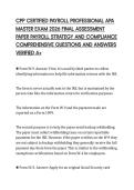 CPP CERTIFIED PAYROLL PROFESSIONAL APA&NewLine;MASTER EXAM 2026 FINAL ASSESSMENT&NewLine;PAPER PAYROLL STRATEGY AND COMPLIANCE&NewLine;COMPREHENSIVE QUESTIONS AND ANSWERS&NewLine;VERIFIED A&plus;