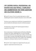 CPP CERTIFIED PAYROLL PROFESSIONAL APA&NewLine;MASTER EXAM 2026 PAYROLL COMPLIANCE&NewLine;AND ADMINISTRATION TEST PAPER QUESTIONS&NewLine;AND SOLUTIONS GRADED A&plus;