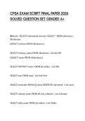 CPSA EXAM SCRIPT FINAL PAPER 2026&NewLine;SOLVED QUESTION SET GRADED A&plus;