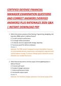 CERTIFIED DEFENSE FINANCIAL &NewLine;MANAGER EXAMINATION QUESTIONS &NewLine;AND CORRECT ANSWERS &lpar;VERIFIED &NewLine;ANSWERS&rpar; PLUS RATIONALES 2026 Q&A &NewLine;&vert; INSTANT DOWNLOAD PDF