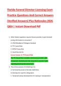 Florida Funeral Director Licensing Exam &NewLine;Practice Questions And Correct Answers &NewLine;&lpar;Verified Answers&rpar; Plus Rationales 2026 &NewLine;Q&A &vert; Instant Download Pdf
