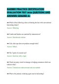 BARBER PRACTICE CERTIFICATION&NewLine;EVALUATION TEST 2026 QUESTIONS AND&NewLine;ANSWERS GRADED A&plus;&NewLine;