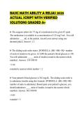 BASIC MATH ABILITY A RELIAS 2026&NewLine;ACTUAL SCRIPT WITH VERIFIED&NewLine;SOLUTIONS GRADED A&plus;