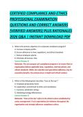 CERTIFIED COMPLIANCE AND ETHICS &NewLine;PROFESSIONAL EXAMINATION &NewLine;QUESTIONS AND CORRECT ANSWERS &NewLine;&lpar;VERIFIED ANSWERS&rpar; PLUS RATIONALES &NewLine;2026 Q&A &vert; INSTANT DOWNLOAD PDF 