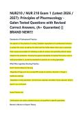 NUR210 &sol; NUR 210 Exam 1 &lpar;Latest 2026 &sol; &NewLine;2027&rpar;&colon; Principles of Pharmacology - &NewLine;Galen Tested Questions with Revised &NewLine;Correct Answers&comma; &lpar;A&plus; Guarantee&rpar; &vert;&vert; &NewLine;BRAND NEW&excl;&excl;&excl; 