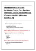 Mold Remediation Technician &NewLine;Certification Practice Exam Questions &NewLine;And Correct Answers &lpar;Verified Answers&rpar; &NewLine;Plus Rationales 2026 Q&A Instant &NewLine;Download Pdf 