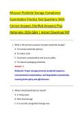 Missouri Pesticide Storage Compliance &NewLine;Examination Practice Test Questions With &NewLine;Correct Answers &lpar;Verified Answers&rpar; Plus &NewLine;Rationales 2026 Q&A &vert; Instant Download Pdf 