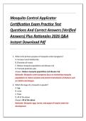 Mosquito Control Applicator &NewLine;Certification Exam Practice Test &NewLine;Questions And Correct Answers &lpar;Verified &NewLine;Answers&rpar; Plus Rationales 2026 Q&A &NewLine;Instant Download Pdf 