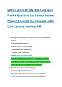 Maine Funeral Director Licensing Exam &NewLine;Practice Questions And Correct Answers &NewLine;&lpar;Verified Answers&rpar; Plus Rationales 2026 &NewLine;Q&A &vert; Instant Download Pdf 